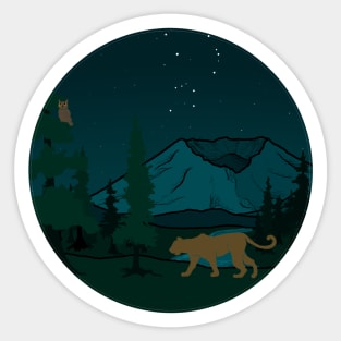 Mt St Helens Cougar and Owl Sticker